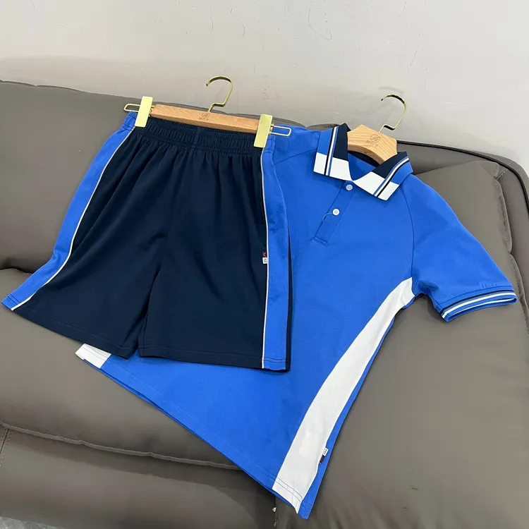 佛山禅城区小学生校服套装2025统一款式夏季现货校服蓝色短袖短裤