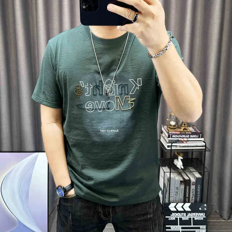 棉麻短袖t恤男2025夏季新款百搭圆领印花宽松透气凉感薄款上衣潮