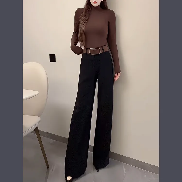 垂感加绒加厚高级感西装阔腿裤女秋冬2025新款高腰休闲长裤直筒裤
