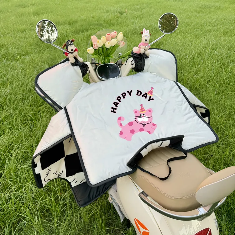  电动车挡风被冬季加绒加厚法兰绒内里防风防寒防水保暖护膝护脖