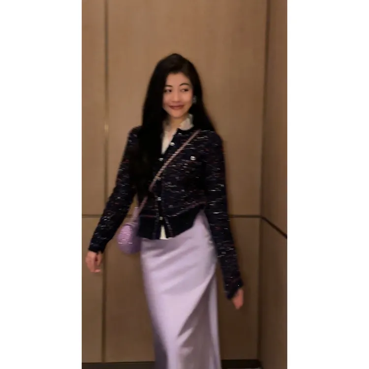 N.COU妮蔻25冬新款设计感小香风百搭彩线编织短款针织开衫DY10758