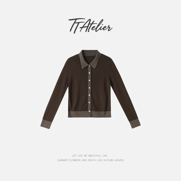 TT设计师【艺术旅途】时尚松弛感撞色绵羊毛混纺针织衫TT191016