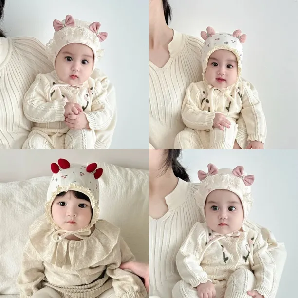 婴儿帽子春秋新生儿包脸帽男女宝宝秋季婴幼儿纯棉护耳小月龄胎帽