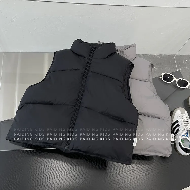 冬装儿童韩版时尚纯色简约百搭款多色立领夹棉马甲上衣SJ6495-DD1