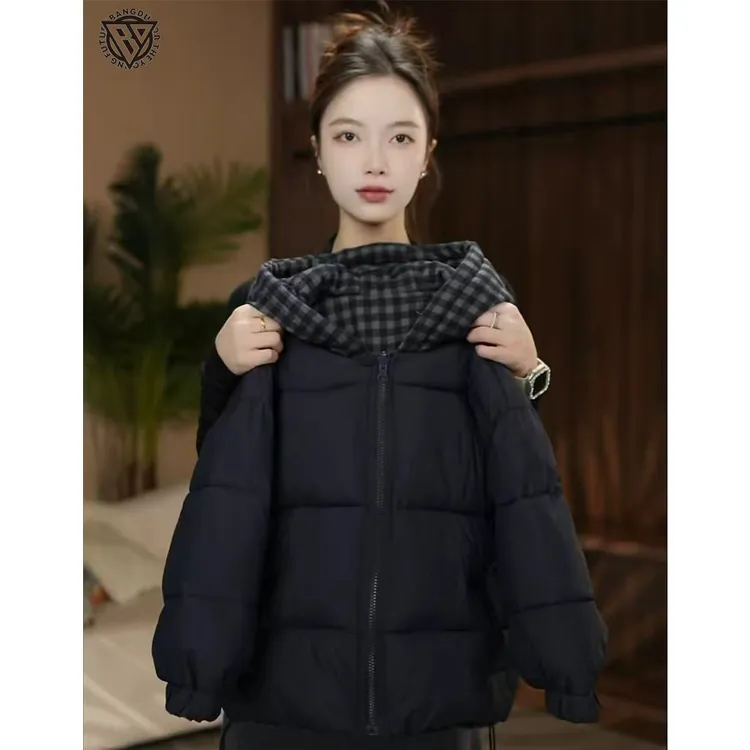 【现货48H】双面穿亲子款抗寒棉服深冬姐弟儿童格子棉衣2025冬季188