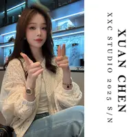 【清风自来】韩版设计感镂空蕾丝短外套春季薄款洋气长袖上衣#8062