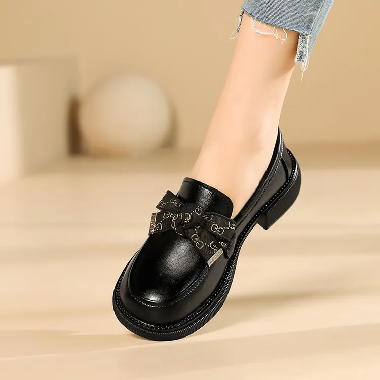 MK&DK轻奢鞋子春秋季真皮女单鞋新款乐福鞋女软底女士