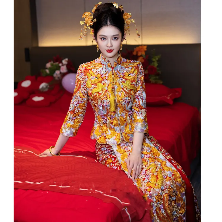 大码龙凤褂胖mm2026新款秀禾服敬酒服修身显瘦大五福新娘服出阁服