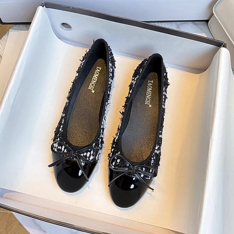 小香风平底鞋法式玛丽珍单鞋软底晚晚鞋一脚蹬大码女鞋百搭婚鞋子