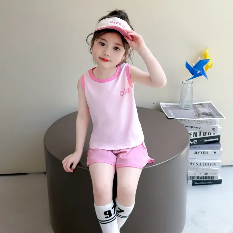 女童背心套装夏季2025新款洋气女孩吊带上衣短裤儿童运动两件套