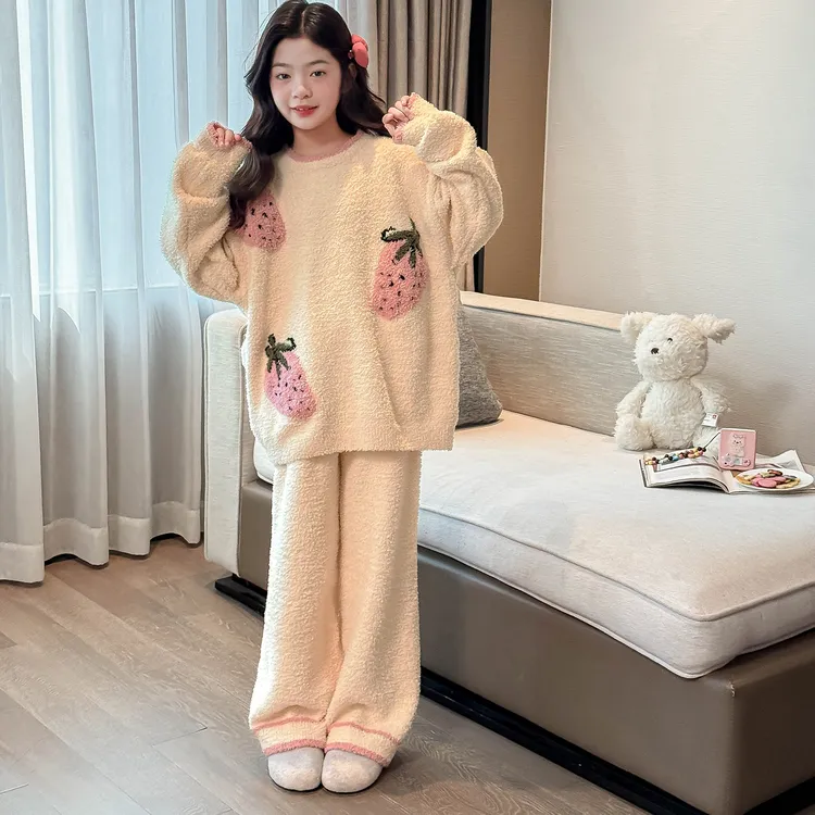 25TZ072女童睡衣秋冬款2025新款女孩冬装青少年冬季家居服套装