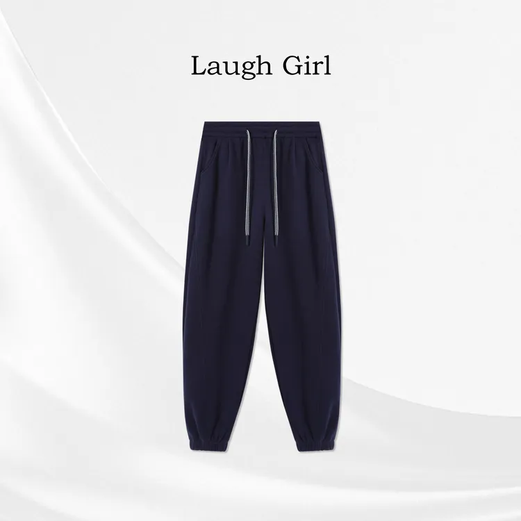 楚楚君Laugh girl【王牌卫裤】加绒加厚松紧抽绳简约卫裤KL531286J
