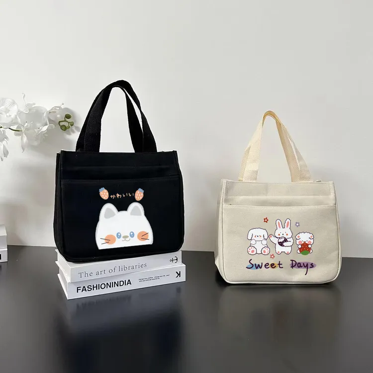 加厚简约外出宝妈饭袋便当立体容量小巧拎包手提包高颜值上班通勤