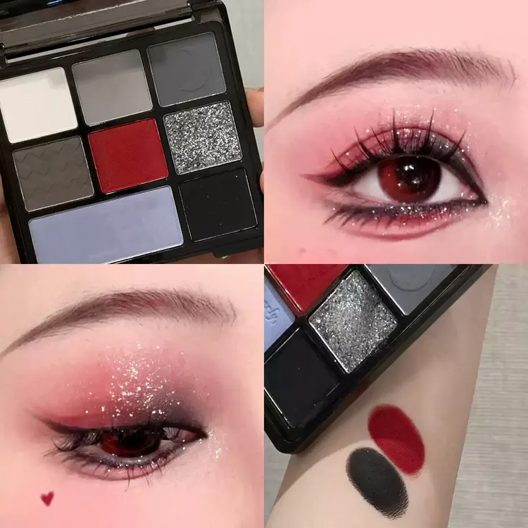 玫瑰黑色红棕色彩色哥特彩妆眼影盘土黄色大地色哑光欧美系化妆师