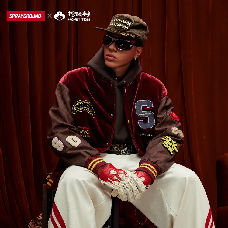 【摇钱树系列】SPRAYGROUND鲨鱼嘴棒球夹克美式宽松拼接HD WE131103