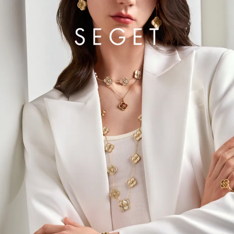 SEGET/世爵 不锈钢项链 复古老花假日风原创设计复古宫廷轻奢项链
