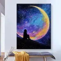 月亮的梦|数字油画diy真心遮盖六代颜料填涂色手绘礼物油彩装饰画