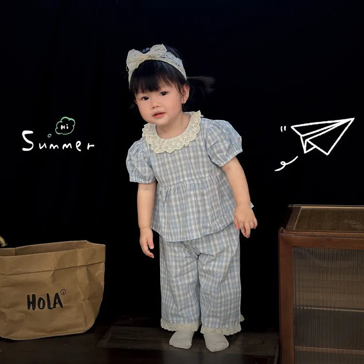 2025夏季新款韩版女宝宝A类分体套装婴幼儿清新外出甜美公主套装