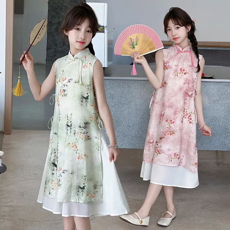 女童夏季旗袍裙2025新款儿童装新国风汉服连衣裙夏天洋气公主裙子