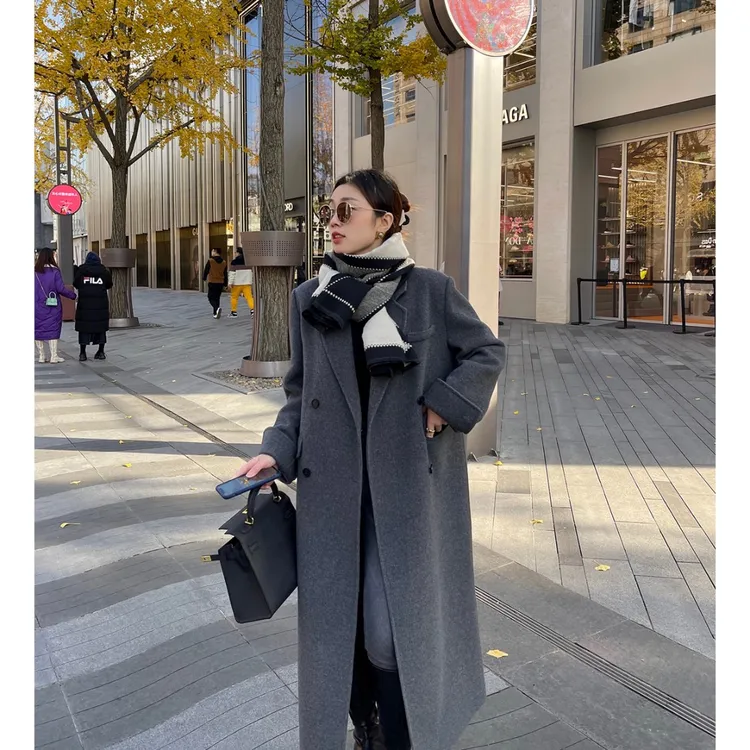 【高级定染深灰 都市精英】双面大衣2025年秋冬新款韩版宽松外套女