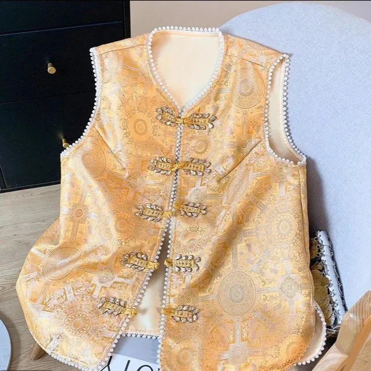 国风女装马夹夏季新款高端品质重工刺绣提花马甲时尚高贵优雅女装