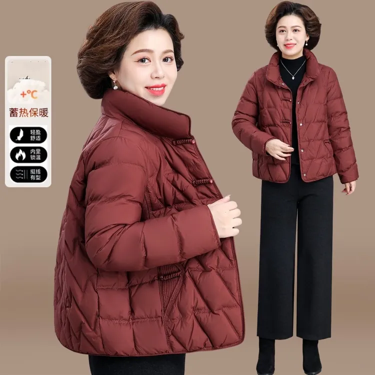 小个子妈妈冬装夹棉外套轻薄小棉袄中老年女秋冬棉衣洋气短款棉服