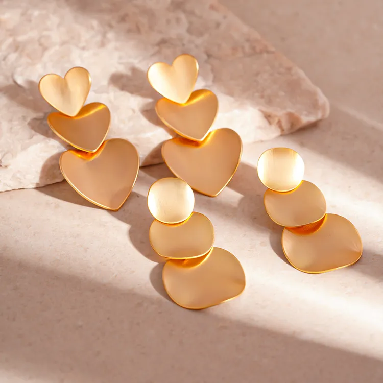 铜合金亚克力耳饰 法式金色时尚多层次耳环轻奢个性高级感耳饰