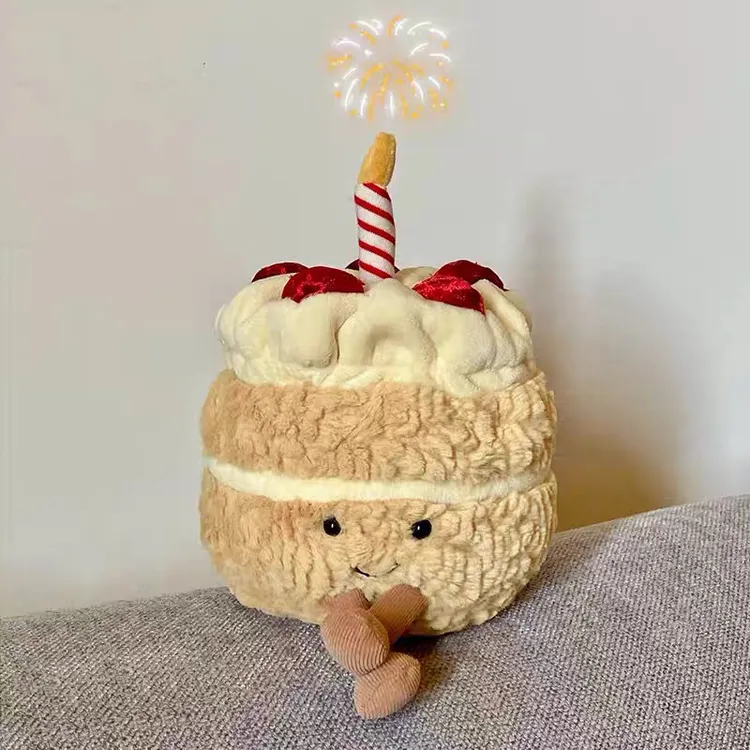 Jellycat趣味彩虹生日蛋糕毛绒玩具节日礼物假蛋糕可唱生日歌玩偶
