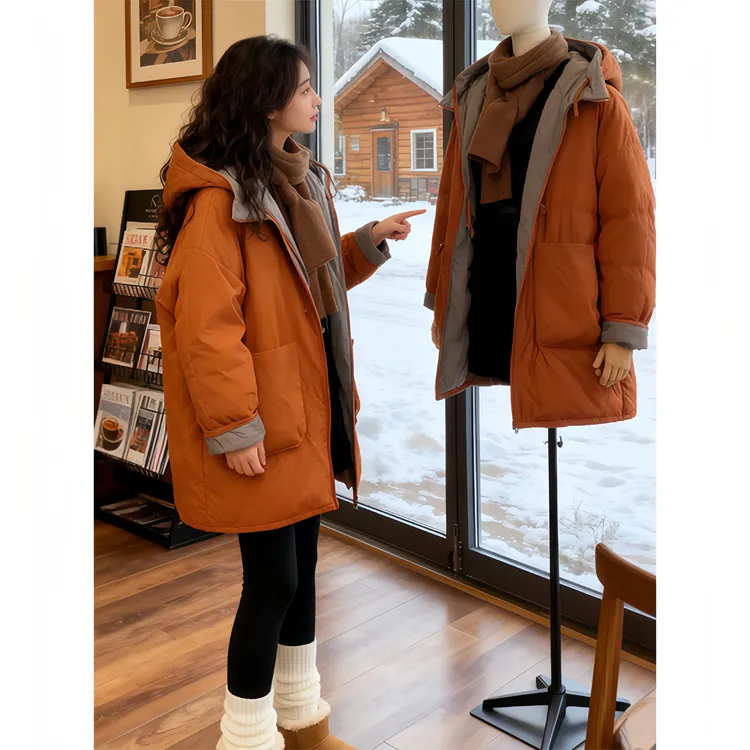 2025冬季新款高级外套时尚休闲加厚保暖棉衣女气质宽松连帽棉服女
