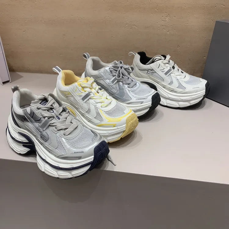 百盈80178B韩版厚底6公分时尚圆头复古拼色重工夏透网老爹鞋