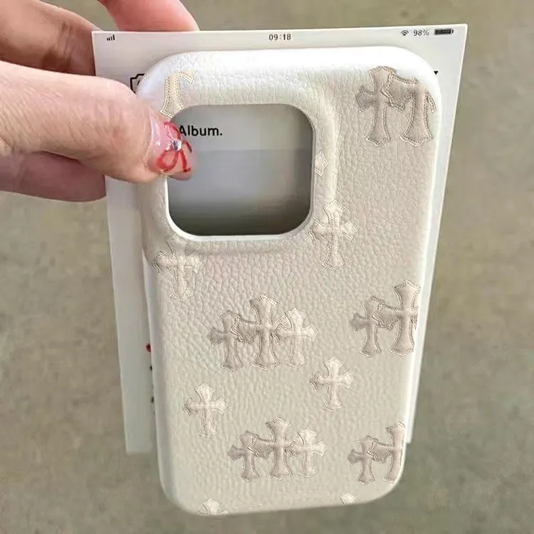 奥菲顿高级克罗心适用iPhone17/16pro皮革纹手机壳苹果15/14套13