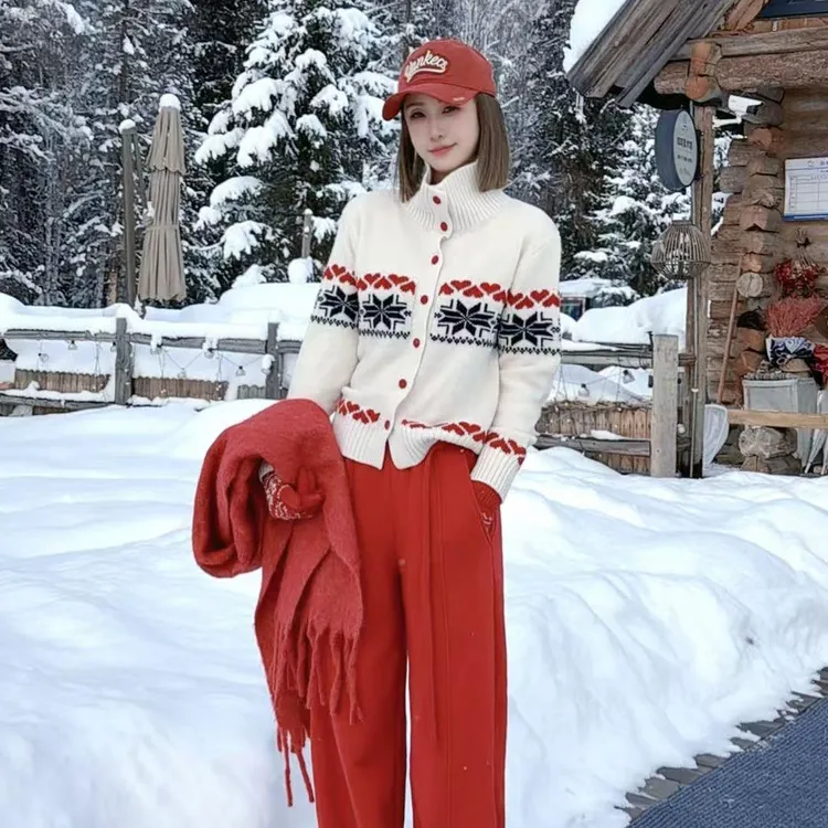 熙薇【雪山之恋】2025冬新款冬日巨保暖长毛舒棉绒飘带休闲裤H6926