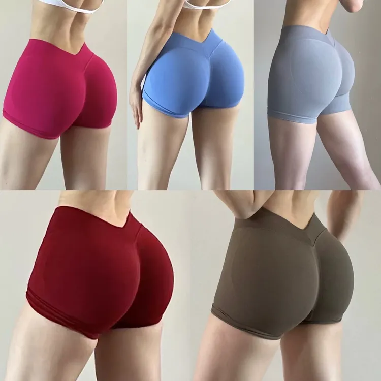 skinofskin新款v腰蜜桃臀提臀健身裤女普拉提运动三分短裤