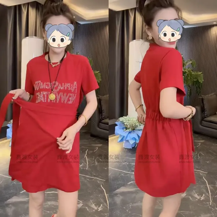 2025夏季新款时尚显瘦气质女士网红洋气连衣裙百搭款D5649