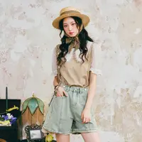 【小余专属】菀草壹2025夏季新款拼接娃娃领T恤T01600421
