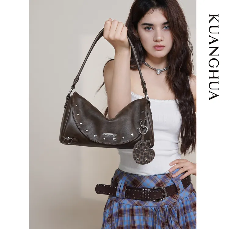 KUANGHUA哐花新款做旧小包单肩一体款小众单肩包小众设计休闲纯色