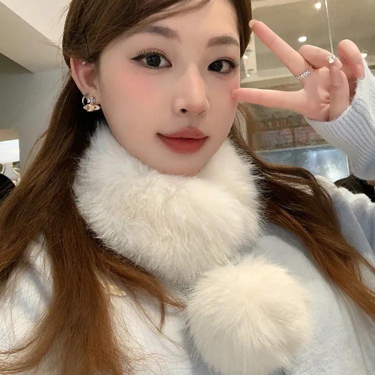 2025新款宅女同款雪球围脖女冬季温柔可爱毛毛仿皮草保暖围脖领