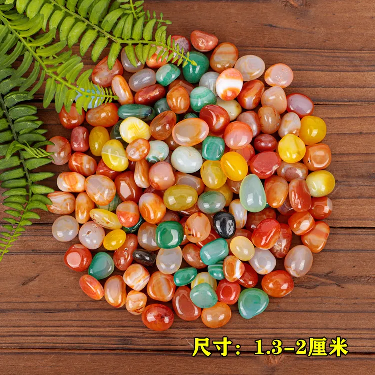 1.5-2雨花石七彩石花盆景鹅卵石水培多肉铺面鱼缸造景盆栽小石头