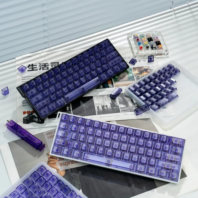 PC无字键帽顶面磨砂雾透透明透光原厂高度机械键盘磁轴通用键帽