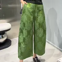 新中式国风浮雕提花宽松显瘦阔腿裤