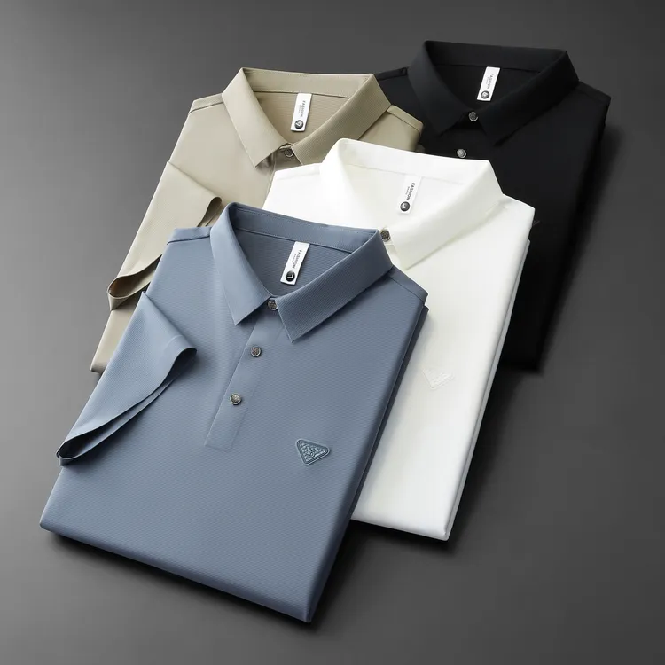 无痕压胶短袖polo衫男款商务休闲夏季薄款免烫弹力男士t恤高级感