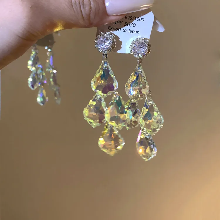 800银仿水晶耳饰 饰品小众925银珍珠轻奢999银耳耳坠气质日百搭