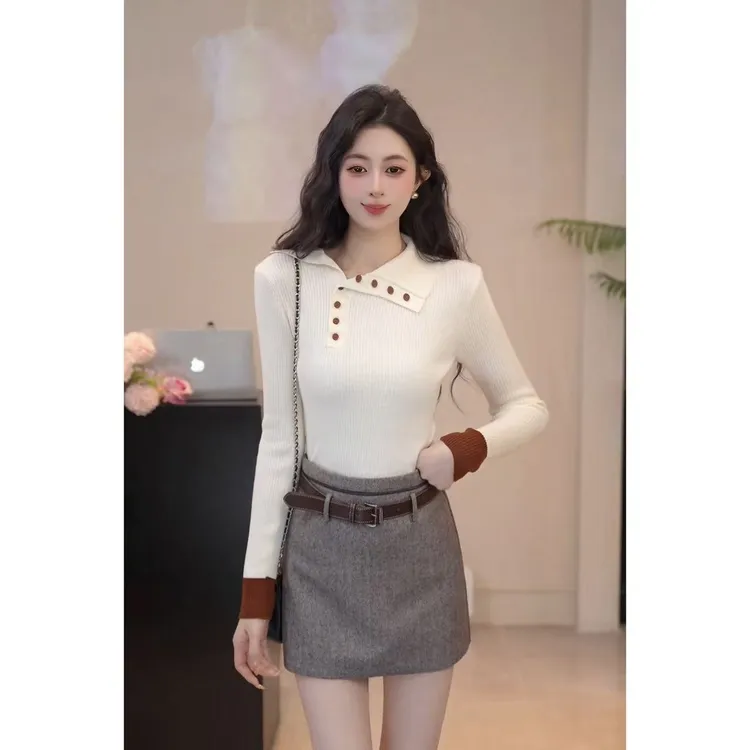 YUANLIANSU/圆脸酥【栀花清梦】洋气设计感小众针织衫上衣女秋冬款