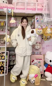 【小暖炉】冬款情侣款加厚睡衣可外穿韩版网红时尚宽松显瘦男女可穿