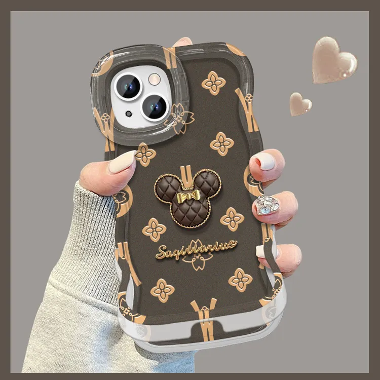 英文米奇适用苹果vivo华为oppo小米iPhone16板凳双支架手机壳