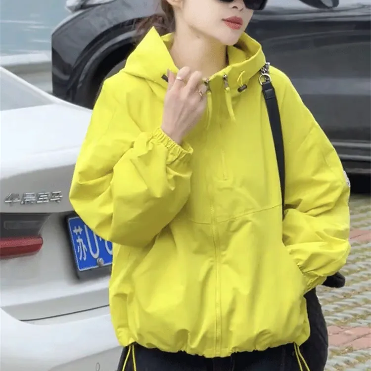 连帽双拉链冲锋衣外套女春季新款韩版宽松百搭显瘦小个子休闲上衣