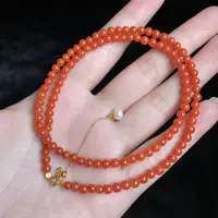 【玉总珠宝】925银南红小米珠项链-约3mm 多样性发一CAN2730207