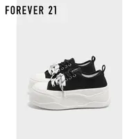 F21黑色帆布鞋女2025新款夏厚底增高休闲百搭超好看休闲低帮板鞋
