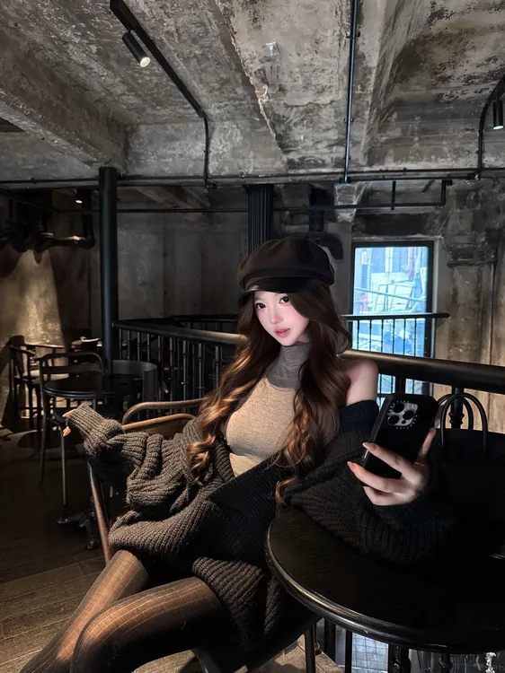 性感辣妹套装宽松慵懒风洋气休闲百搭针织长袖上衣无袖打底衣女