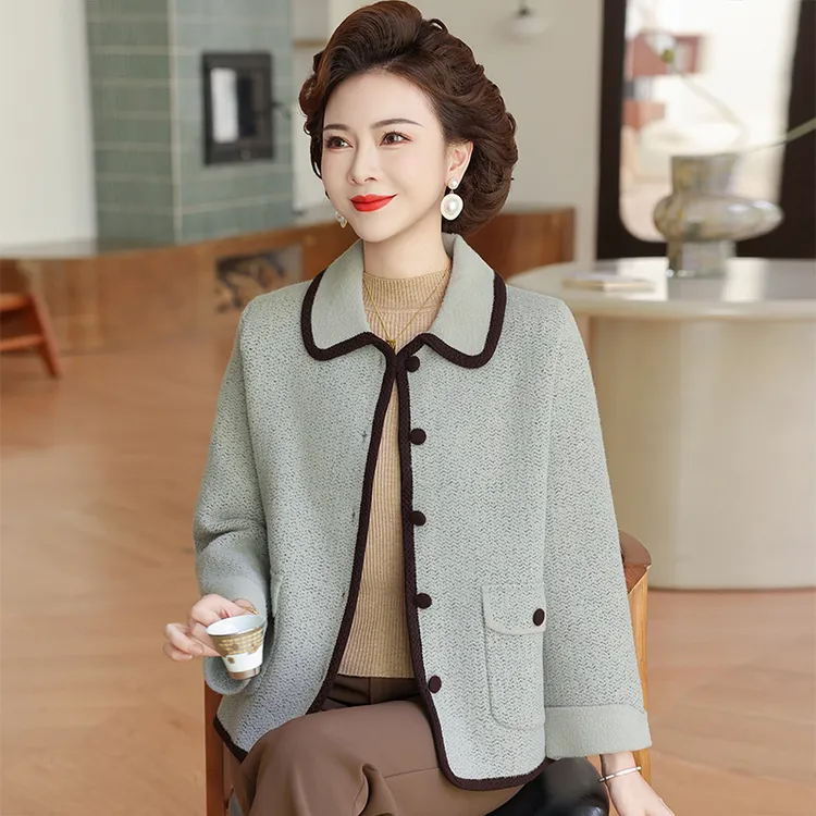 2025新款妈妈秋装外套洋气小香风毛呢40岁中老年女装秋冬呢子上衣